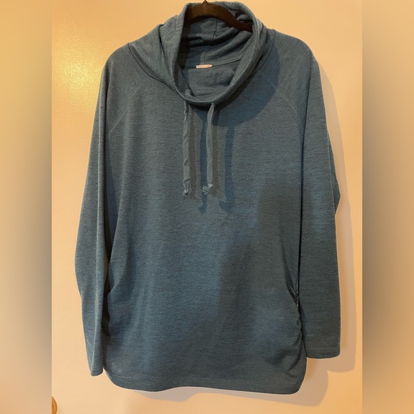 Blue grey fleck cowl shirt L - Picture 1 of 6